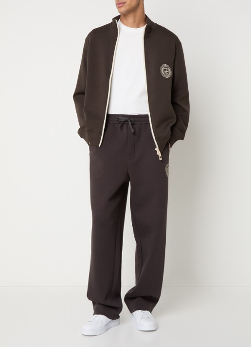 Armani Sweatvest met logo en steekzakken - voorkant 2 donkerbruin