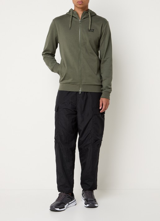 Armani Sweatvest met logo - voorkant 2 legergroen