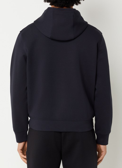Armani Sweatvest met logoborduring en ritszakken - achterkant 3 donkerblauw