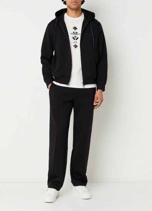 Armani Sweatvest met logoborduring en ritszakken - voorkant 5 zwart
