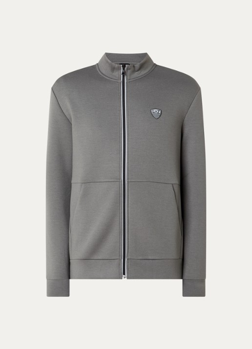 Armani Sweatvest met logopatch - voorkant 3 lichtgrijs