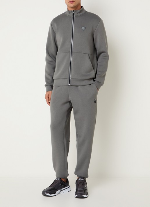Armani Sweatvest met logopatch - voorkant 4 lichtgrijs