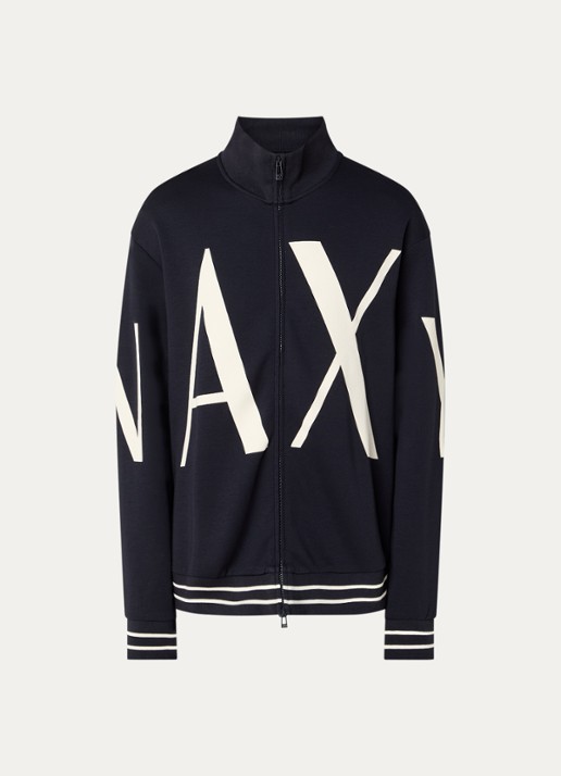 Armani Sweatvest met logoprint - voorkant 2 donkerblauw