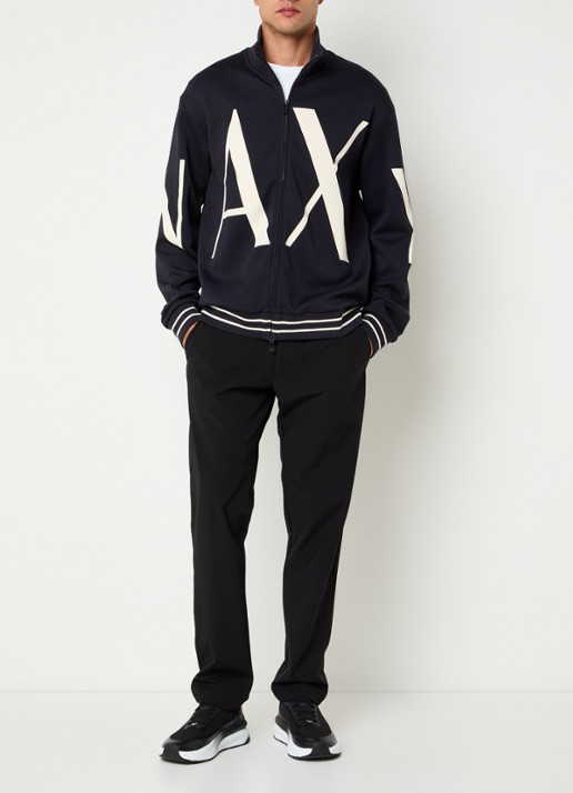 Armani Sweatvest met logoprint - voorkant 3 donkerblauw