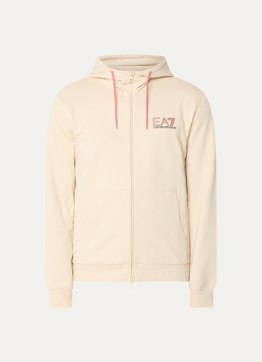 Armani Sweatvest met logoprint - voorkant beige