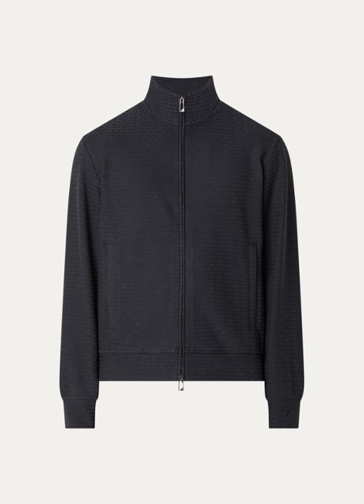 Armani Sweatvest met logoprint - voorkant 3 donkerblauw