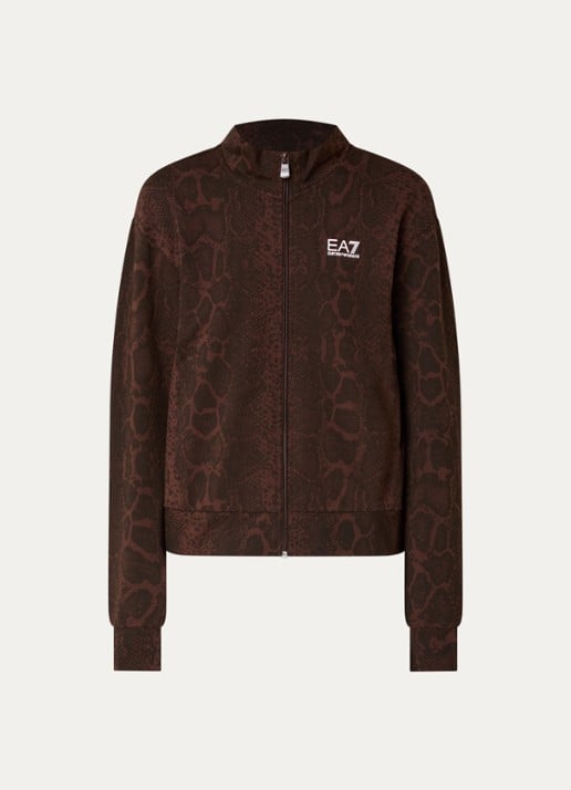 Armani Sweatvest met slangenprint en steekzakken - voorkant 3 bruin