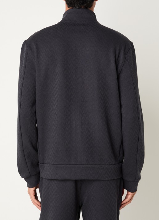 Armani Sweatvest met structuur en steekzakken - achterkant donkerblauw