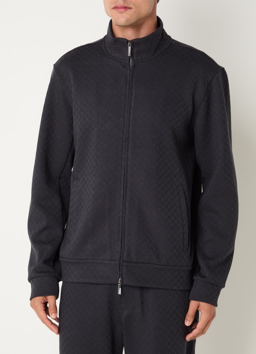 Armani Sweatvest met structuur en steekzakken - detail 2 donkerblauw