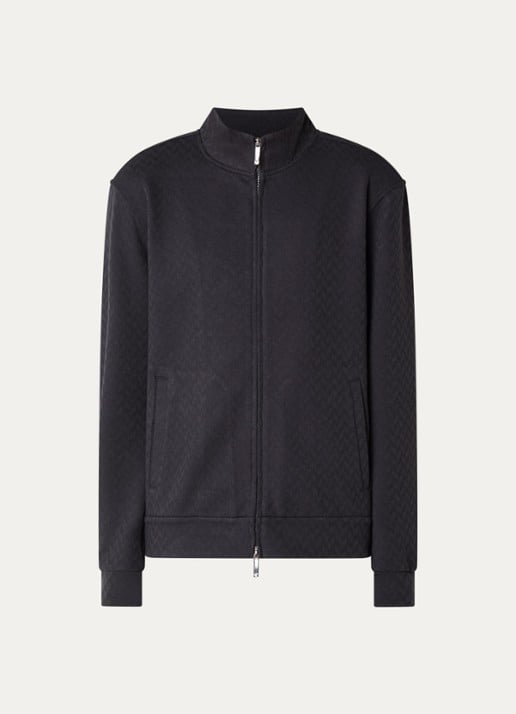 Armani Sweatvest met structuur en steekzakken - voorkant 3 donkerblauw