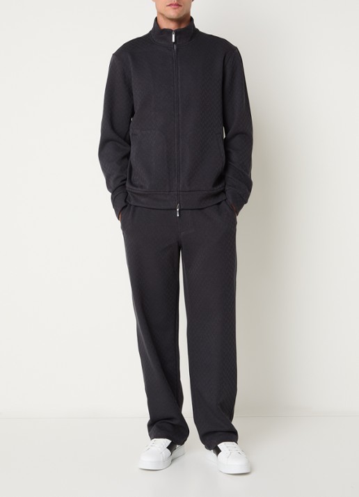 Armani Sweatvest met structuur en steekzakken - voorkant 4 donkerblauw