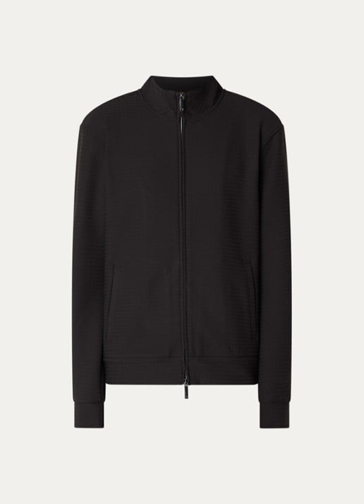 Armani Sweatvest met structuur en steekzakken - voorkant 2 zwart