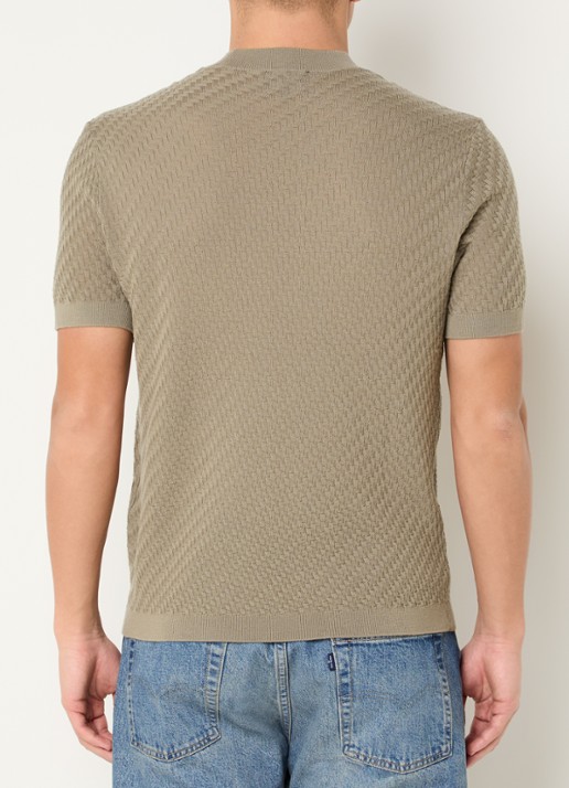 Armani T-shirt in scheerwolblend met structuur - achterkant 2 beige