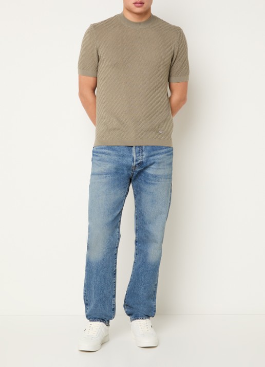 Armani T-shirt in scheerwolblend met structuur - voorkant 4 beige