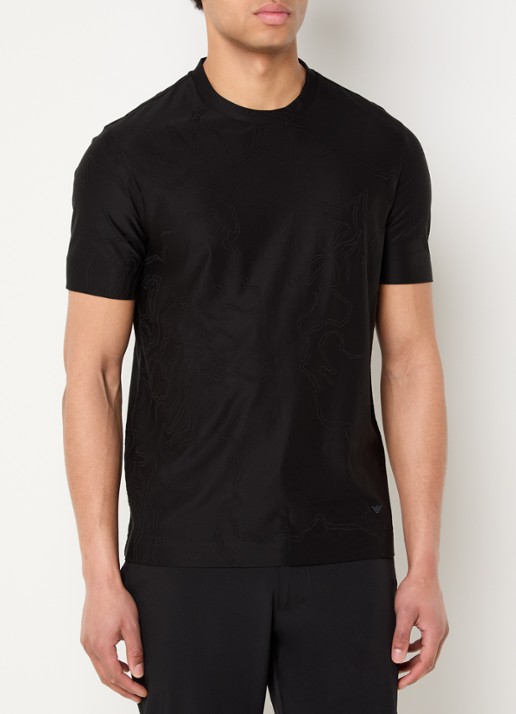 Armani T-shirt in zijdeblend met borduring - detail 3 zwart