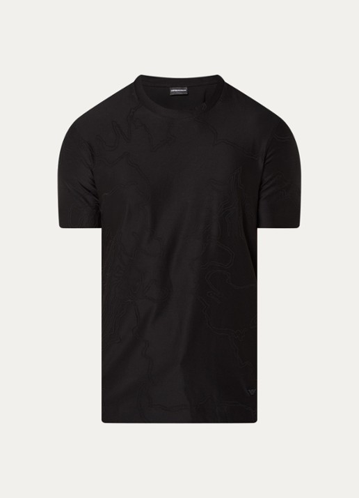 Armani T-shirt in zijdeblend met borduring - voorkant zwart