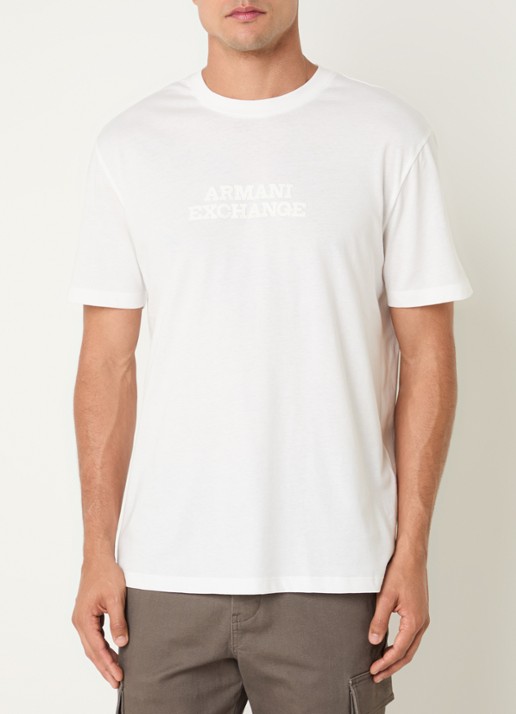Armani T-shirt met 3D logoprint - detail gebroken wit