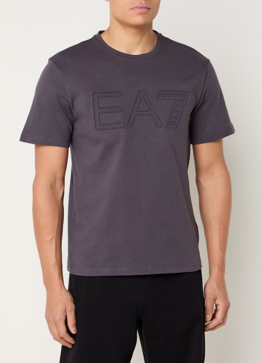 Armani T-shirt met 3D logoprint - detail donkergrijs