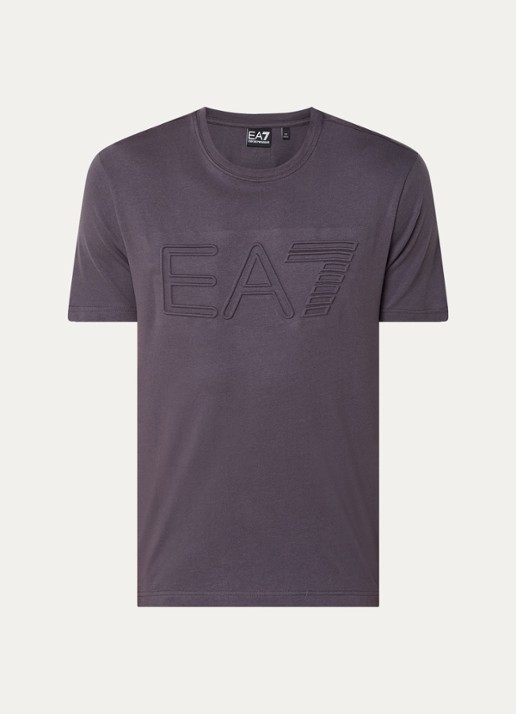 Armani T-shirt met 3D logoprint - voorkant 2 donkergrijs