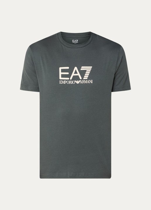 Armani T-shirt met 3D logoprint  - voorkant 3 bronsgroen