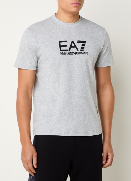 Armani T-shirt met 3D logoprint  - detail 2 lichtgrijs