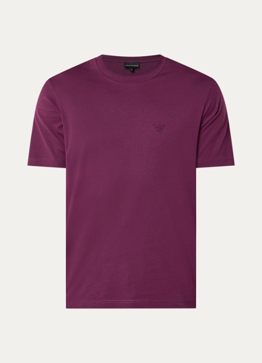Armani T-shirt met borduring - voorkant aubergine