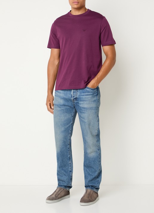 Armani T-shirt met borduring - voorkant 2 aubergine