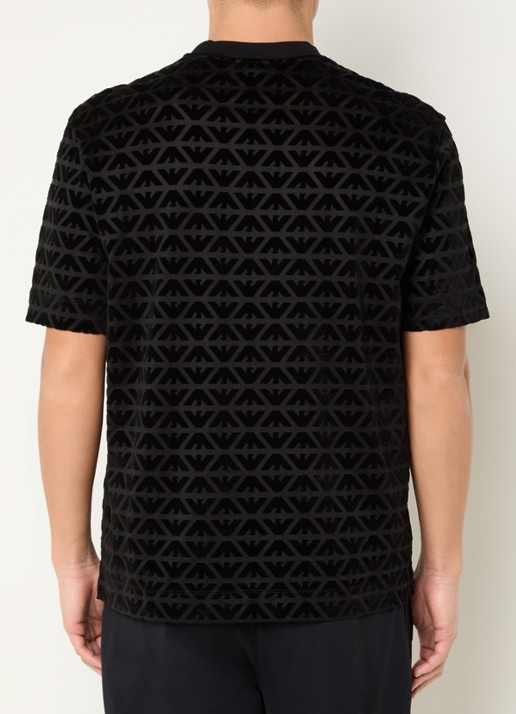 Armani T-shirt met flock logoprint - achterkant zwart