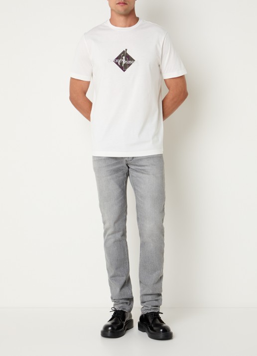 Armani T-shirt met flock logoprint - voorkant 4 wit