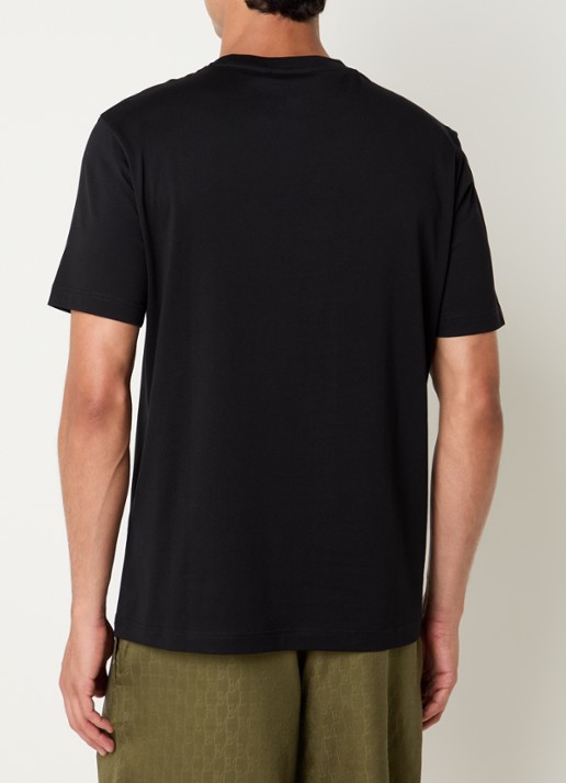 Armani T-shirt met flock logoprint - achterkant zwart