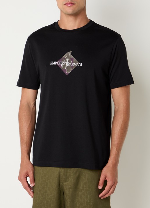 Armani T-shirt met flock logoprint