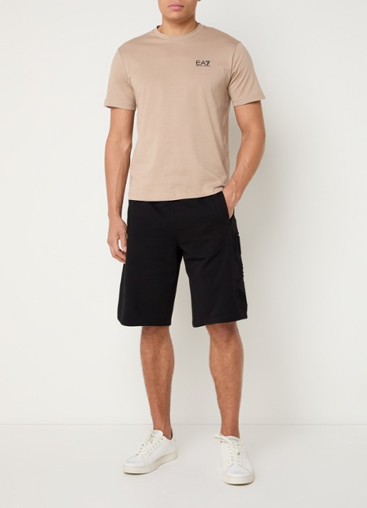 Armani T-shirt met logo- en backprint - voorkant 4 camel