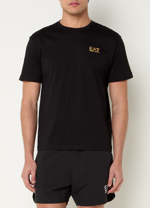 Armani T-shirt met logo- en backprint - achterkant zwart