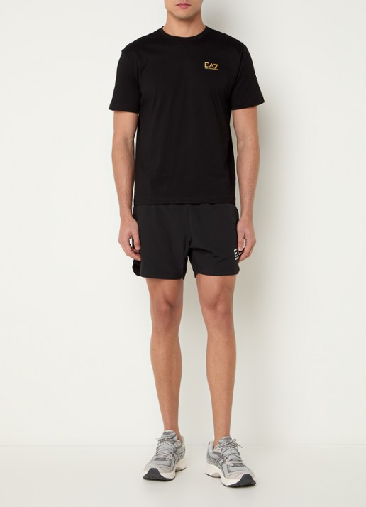 Armani T-shirt met logo- en backprint - voorkant 3 zwart
