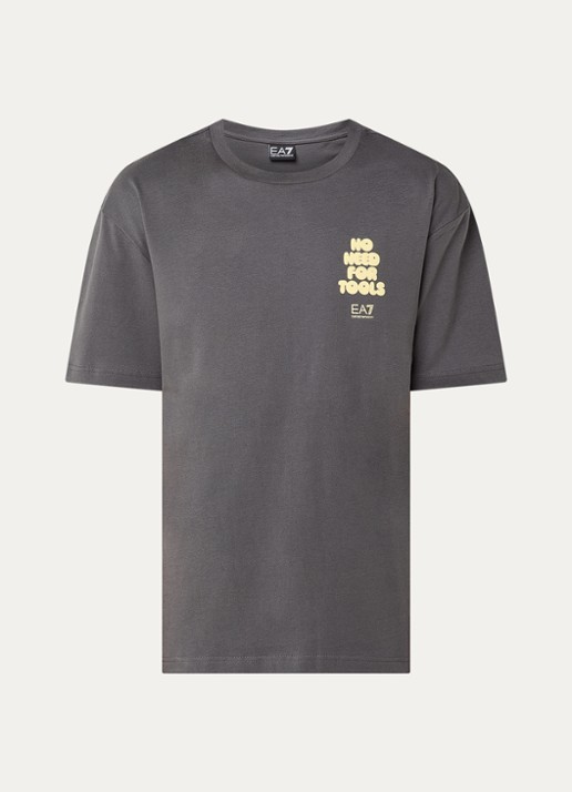 Armani T-shirt met logo- en backprint - voorkant 3 grijs