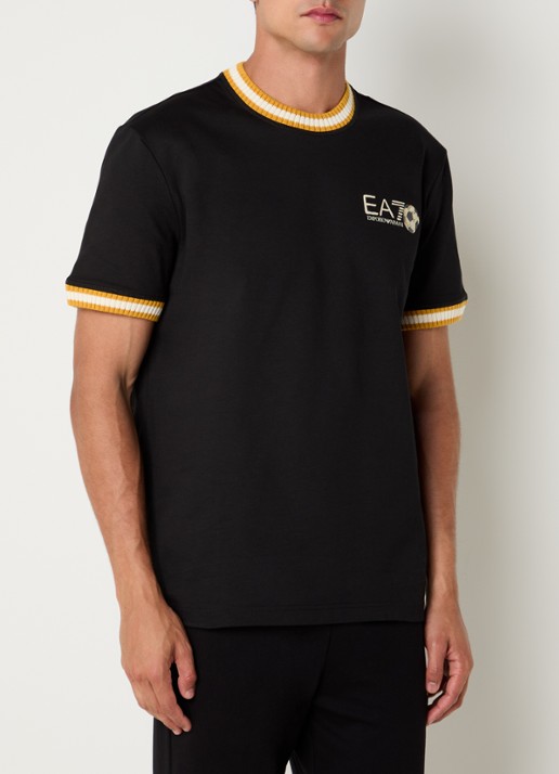 Armani T-shirt met logo- en backprint - achterkant 3 zwart