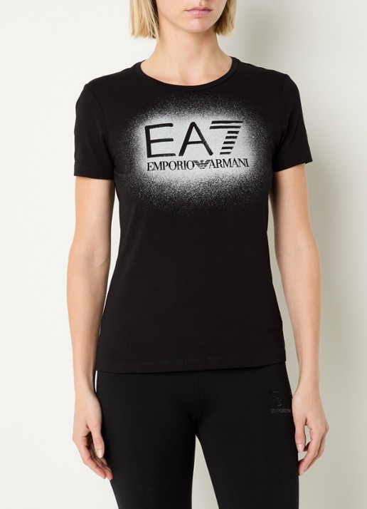Armani T-shirt met logo en lurex - detail 3 diepzwart