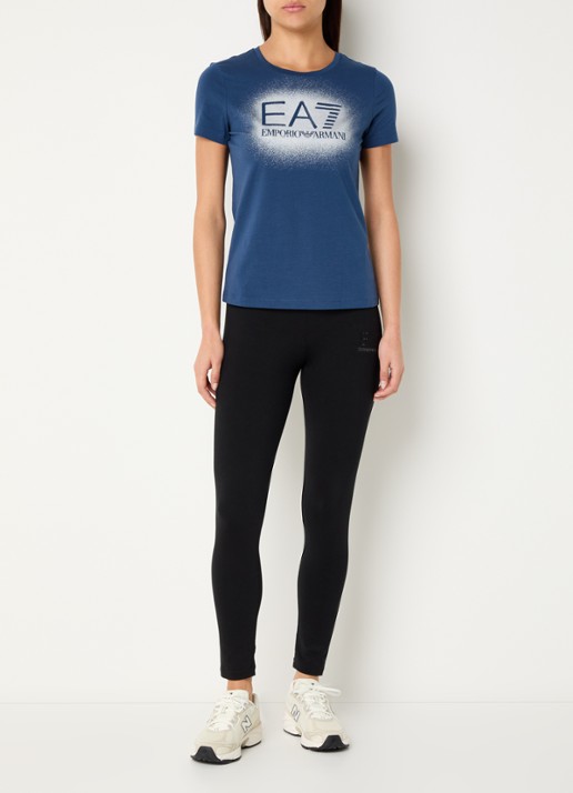 Armani T-shirt met logo en lurex - voorkant 4 blauw