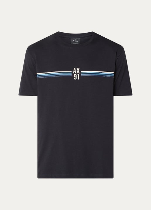 Armani T-shirt met logo en print - voorkant 2 donkerblauw