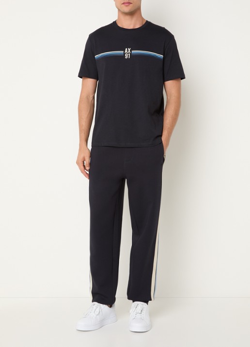Armani T-shirt met logo en print - voorkant 3 donkerblauw