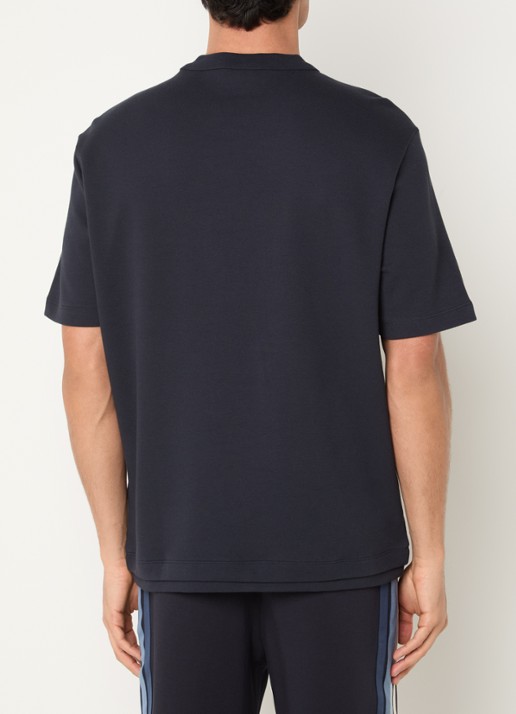 Armani T-shirt met logo en structuur - achterkant 4 donkerblauw