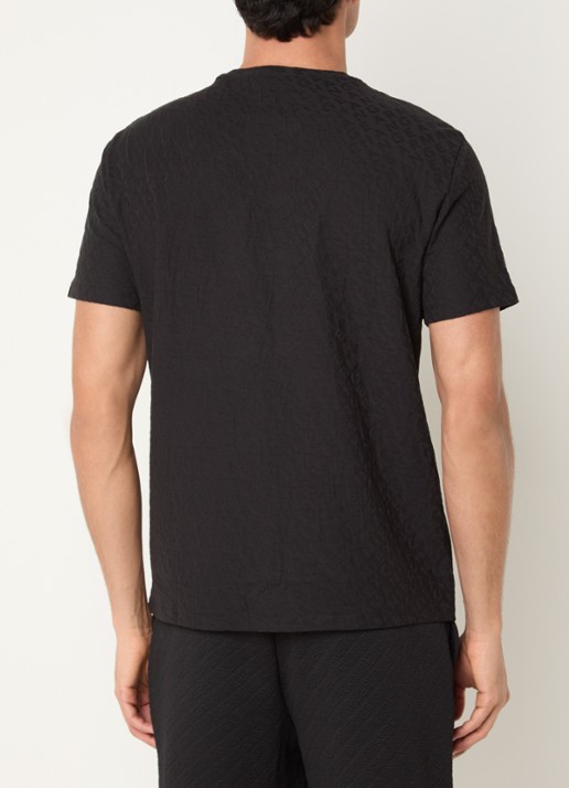 Armani T-shirt met logo en structuur - achterkant zwart