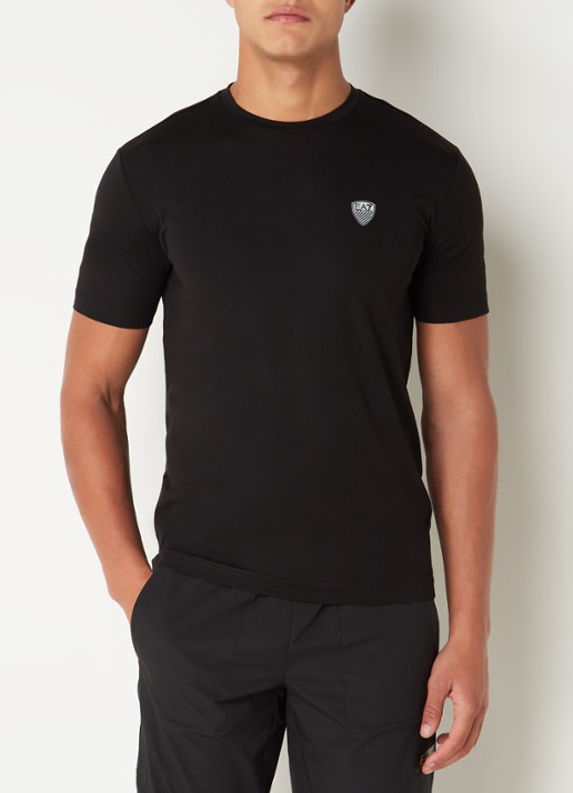 Armani T-shirt met logo  - detail 4 zwart