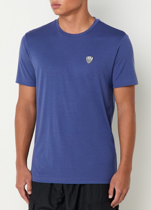 Armani T-shirt met logo  - detail kobaltblauw