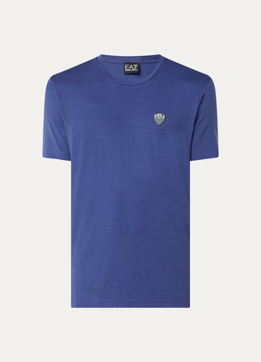 Armani T-shirt met logo  - voorkant 2 kobaltblauw