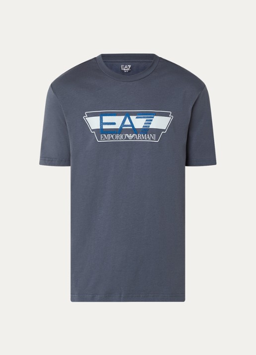 Armani T-shirt met logo - voorkant 3 staalblauw