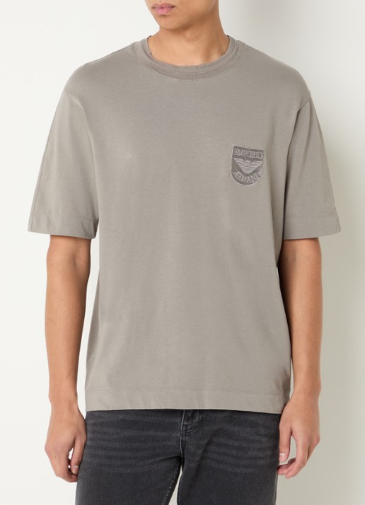 Armani T-shirt met logo - detail 3 zand