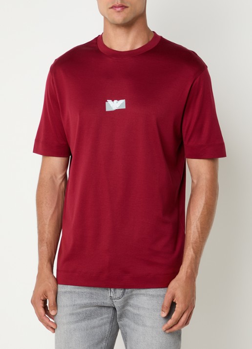 Armani T-shirt met logo - detail 2 donkerrood
