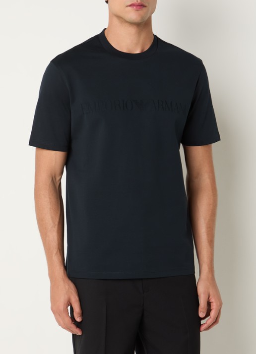 Armani T-shirt met logo - detail 4 royalblauw