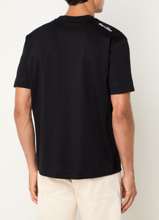 Armani T-shirt met logobordring - achterkant zwart